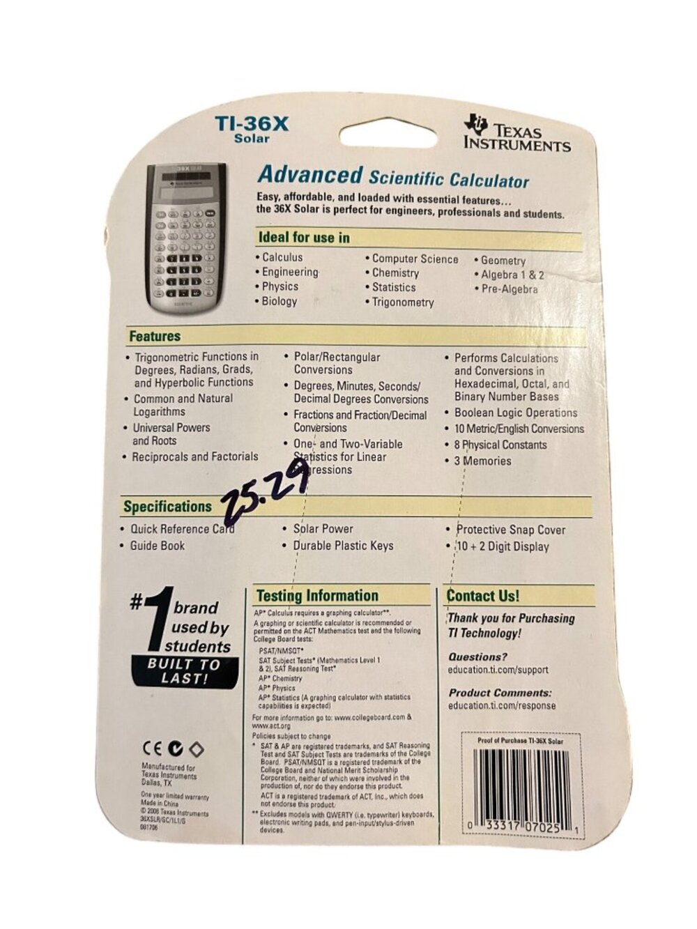 Texas Instruments TI-36X Solar Scientific Calculator In Original Packaging - Picture 2 of 2